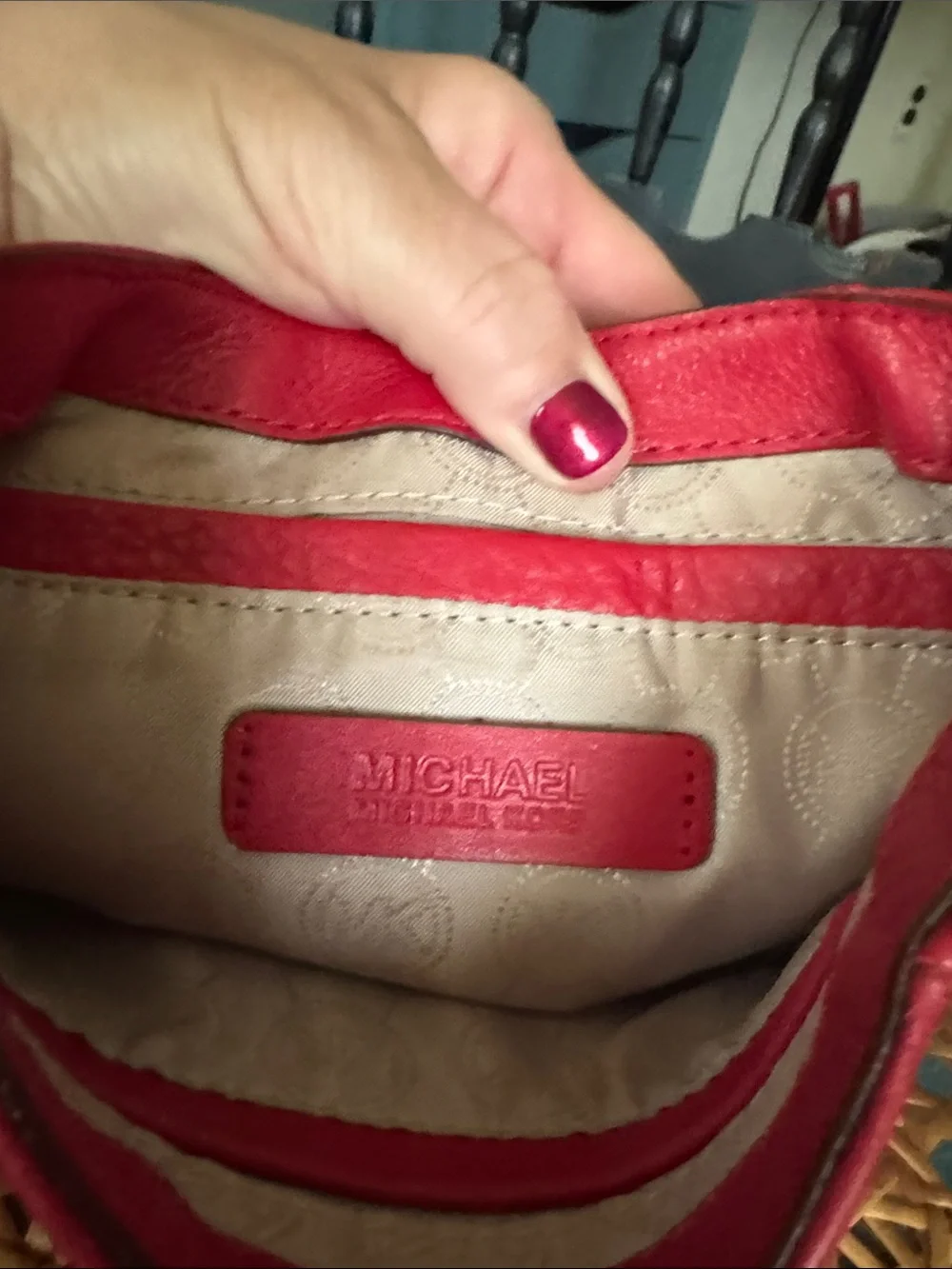 Michael Kors Red Pebbled Leather Crossbody with Gold-Tone Lock